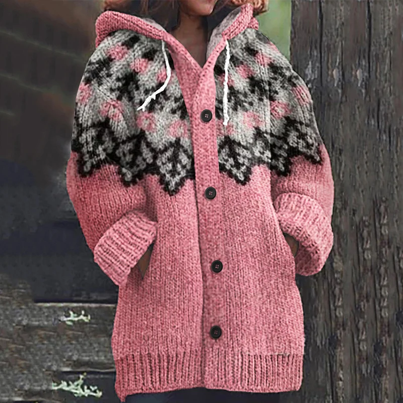 Vintage Jacquard Warmth Icelandic Knit Print Women's Sweater