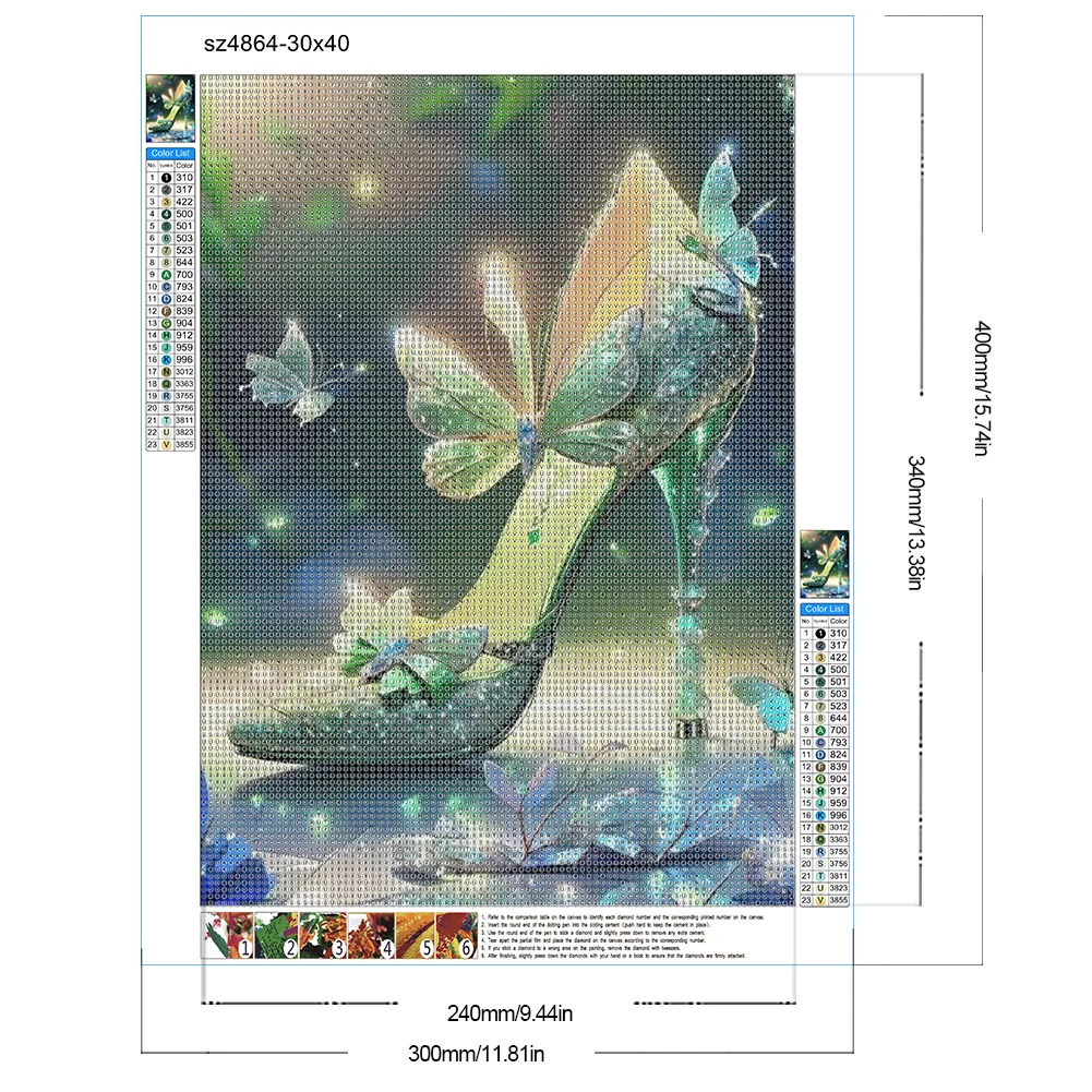 Diamond Painting - Full Round Drill - Butterfly High Heels(Canvas|30*40cm)