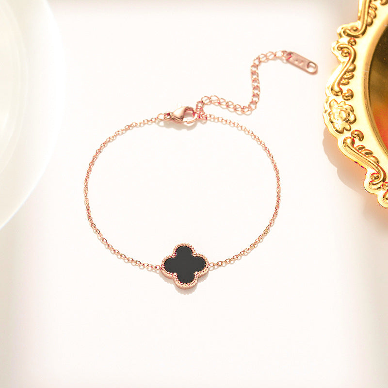 Four-Leaf Clover Bracelet Lucky Versatile Double-Sided Ol Bei Female Summer Fashion Accessories