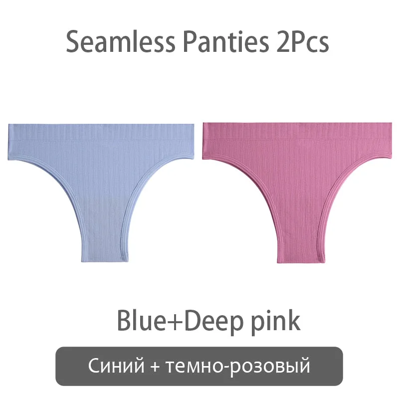 FINETOO Seamless Brazilian Panties Women 2Pcs/set T-back Underwear M-XL Panty Ladies Thongs Underpants Female Lingerie 9 Colors