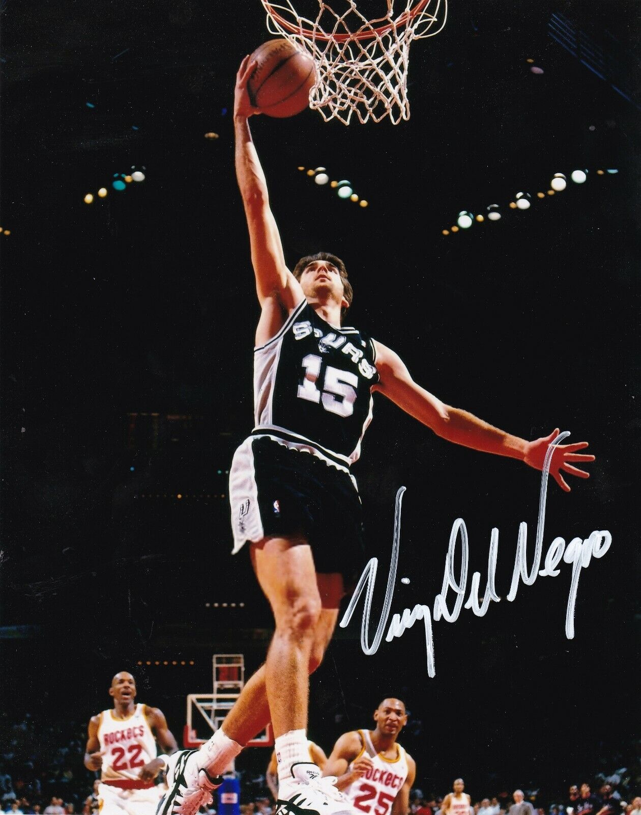 VINNY DEL NEGRO SAN ANTONIO SPURS ACTION SIGNED 8x10