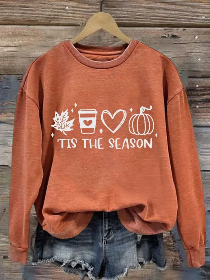 Women's Tis the Season Print Round Neck Sweatshirt 