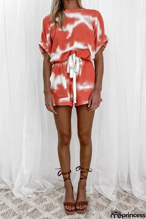 Tie Dye Drawstring Short Set