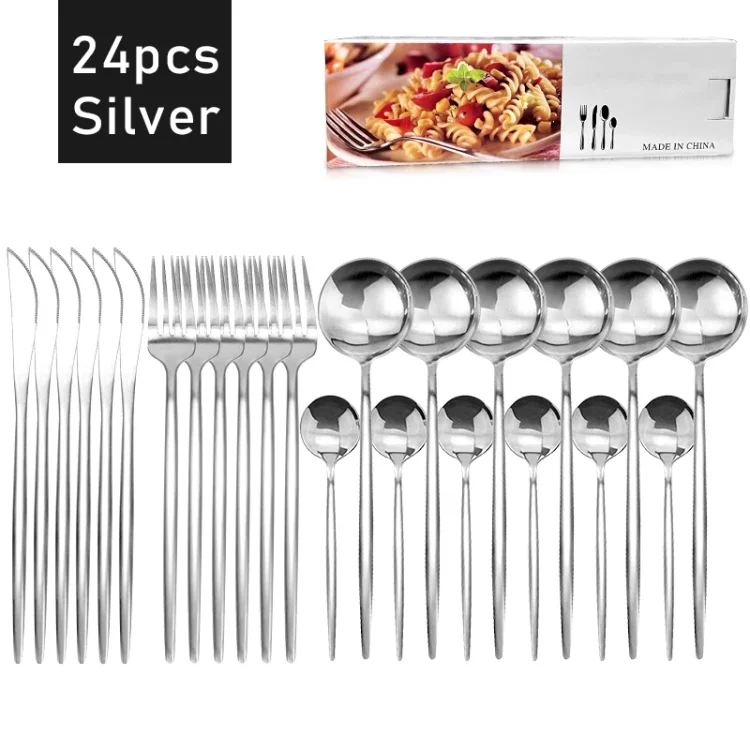 24Pcs Cutlery Set Kitchen Dinnerware Set