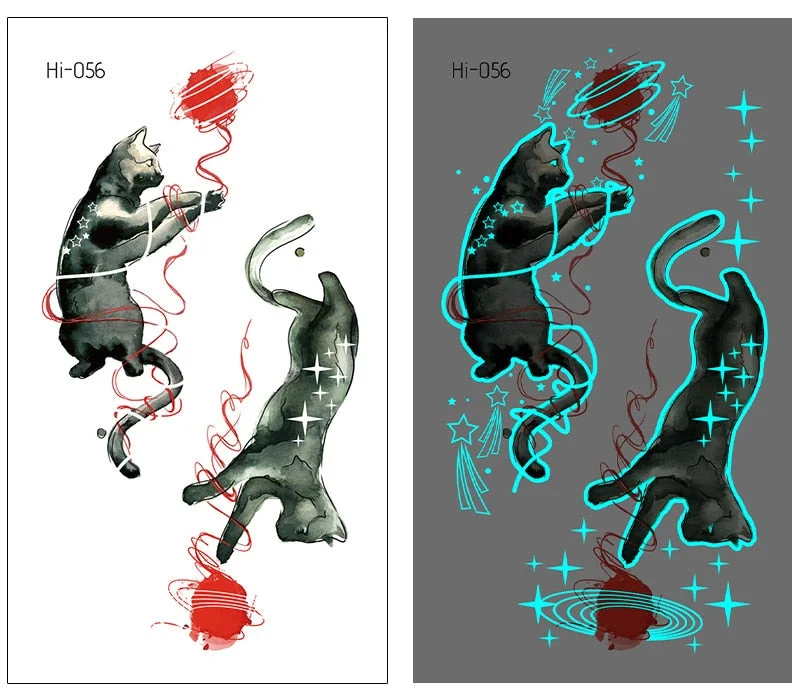 Luminous Tattoo Stickers Temporary Lovely Cat Star Rabbit Snake Animal Festival Party Glowing Cool Face Tatoo for Men Women