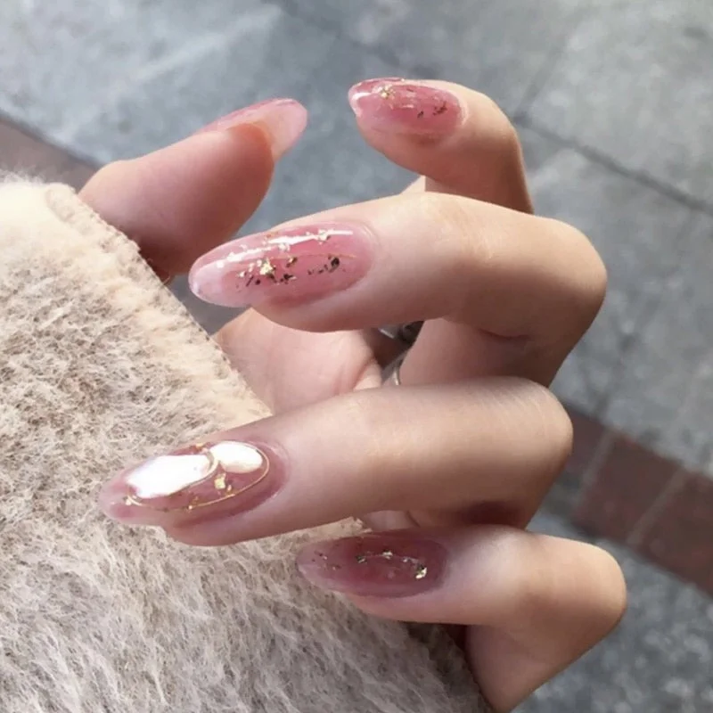 24pcs Rhinestone Design Fake Nails Shiny Bridal Women Lady party nail DIy Decorations Press On nail Tips False Nail Patch-Nail Inspo