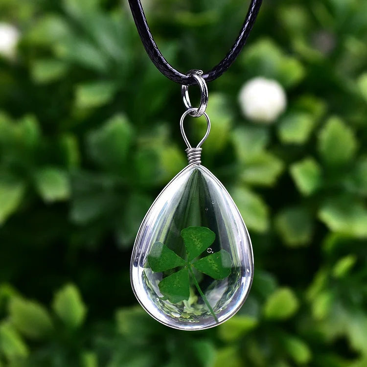 Four-Leaf Clover Immortal Flower Crystal Ball Necklace-Mayoulove