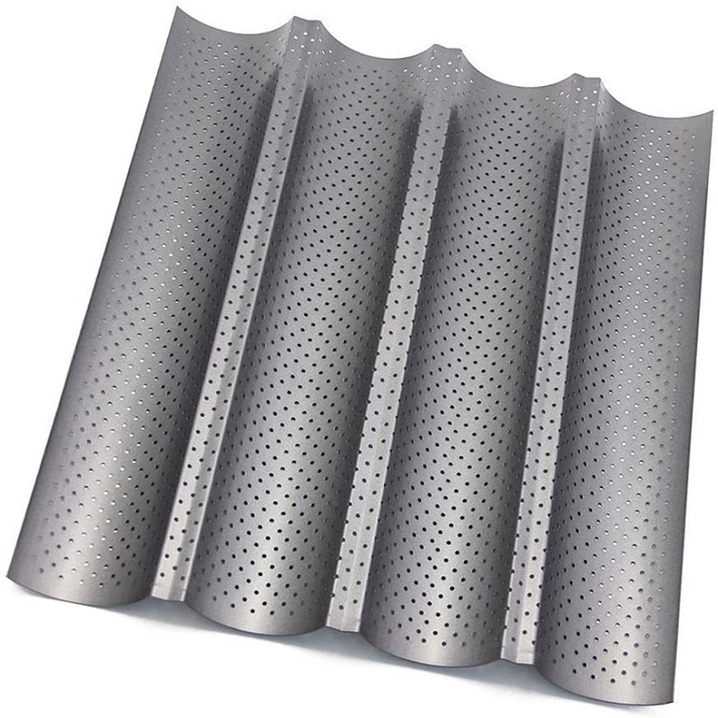 

4 Slot Bread Wave Bakeware Rack Wave Baguette Baking Mold Silver, 501 Original