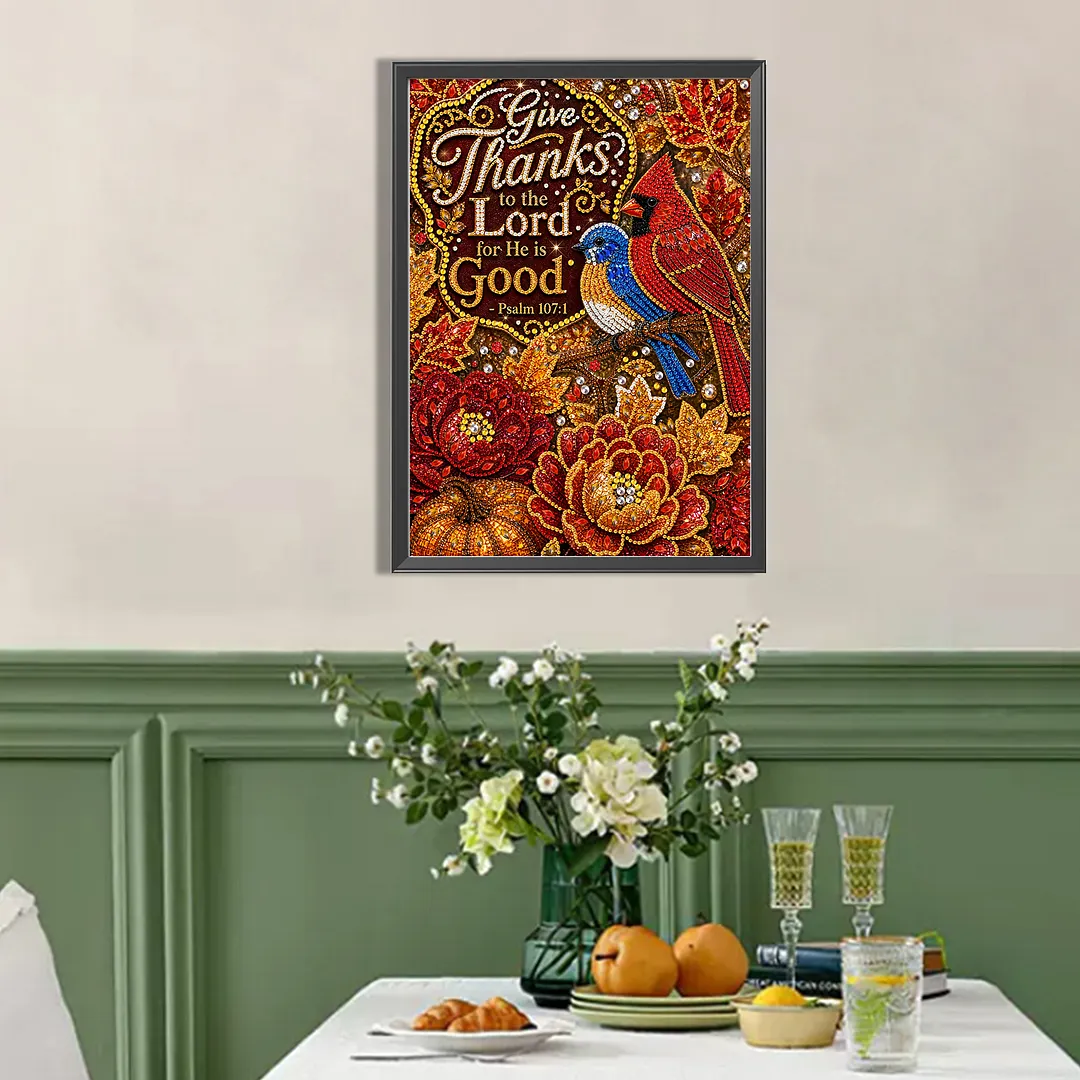 Autumn Birds Thanksgiving Diamond Painting Kits for Adults Beginners 30x40cm