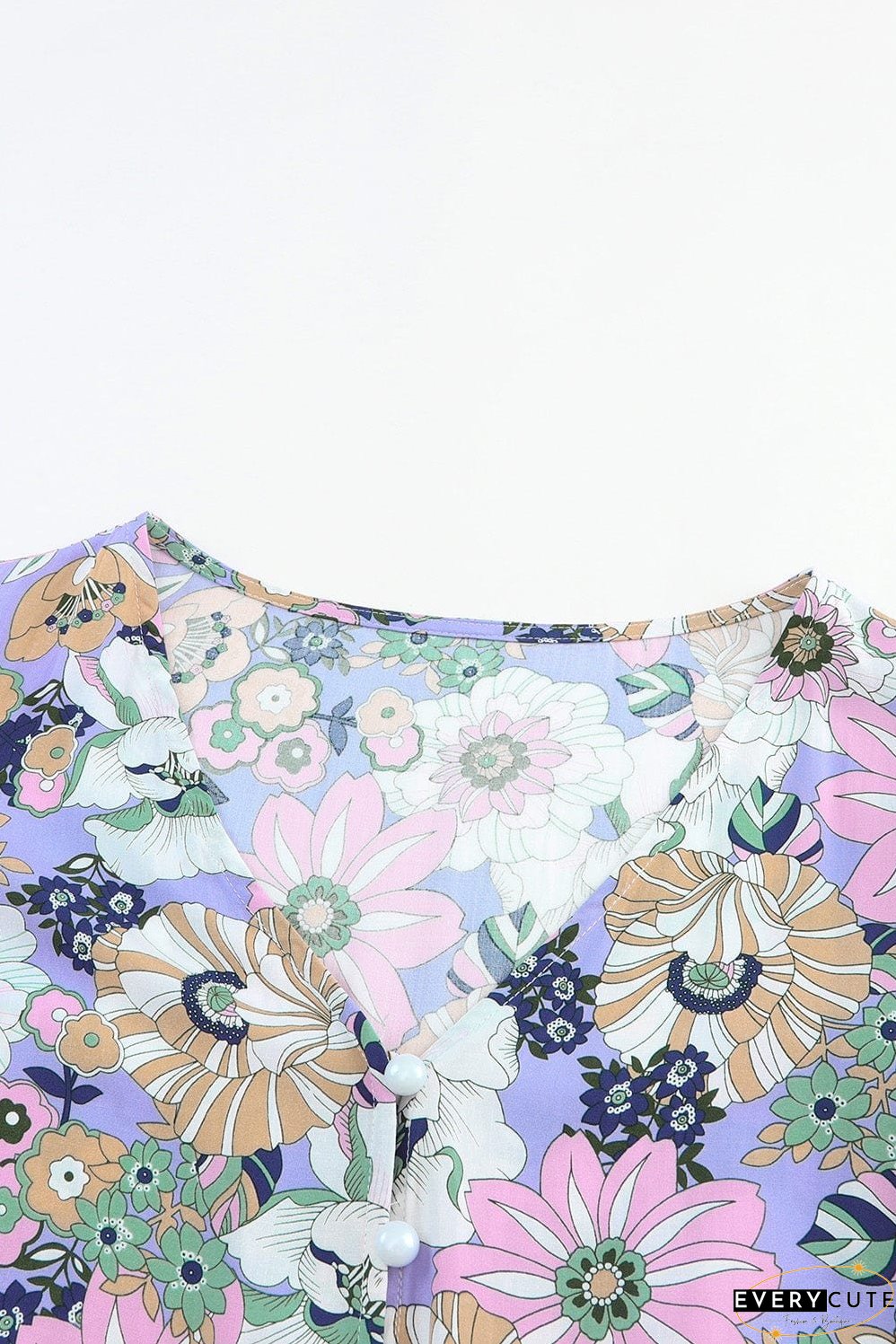 Purple Maxi Bohemian Floral Dress with Layered Ruffle Sleeves