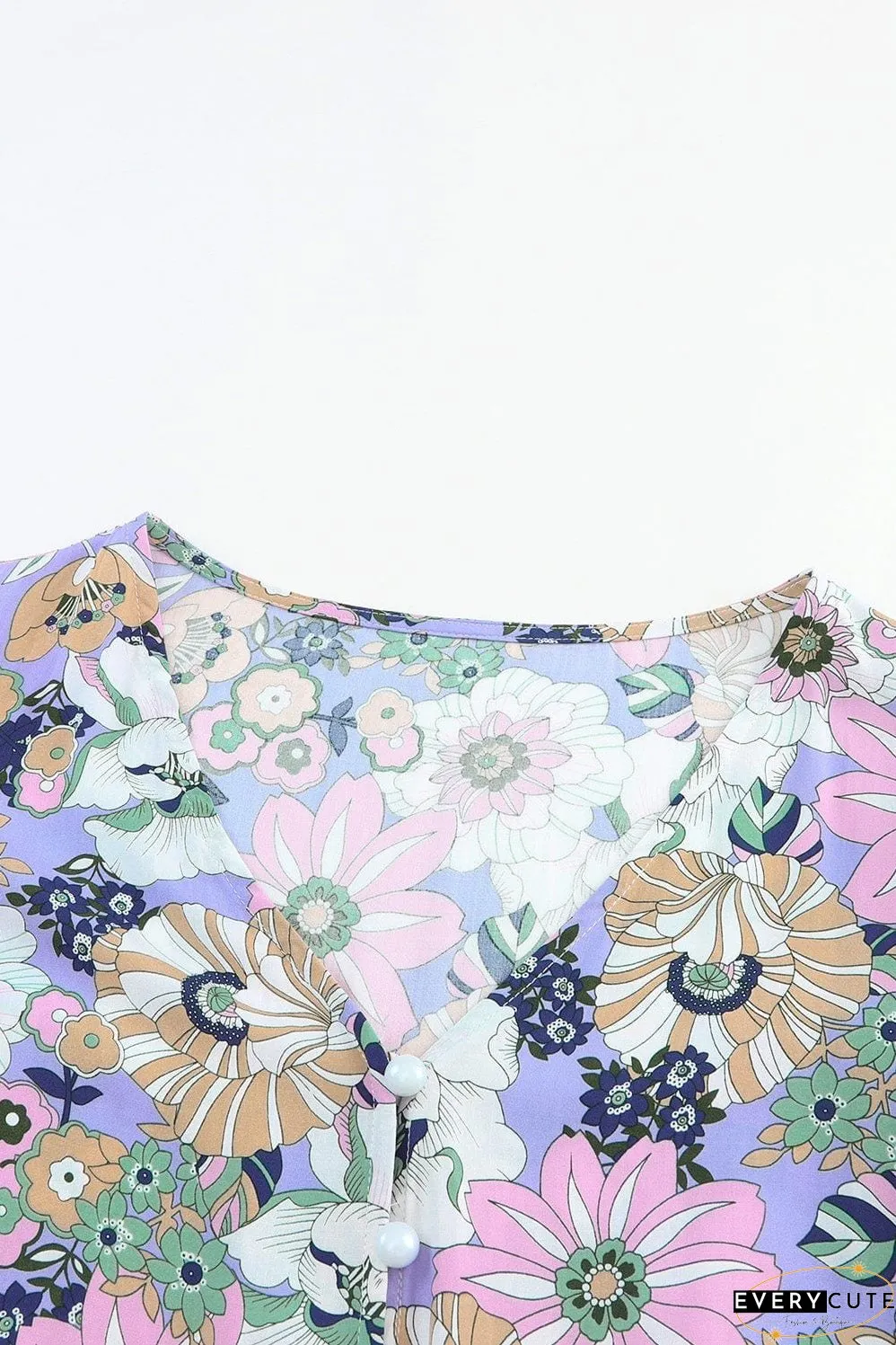 Purple Maxi Bohemian Floral Dress with Layered Ruffle Sleeves