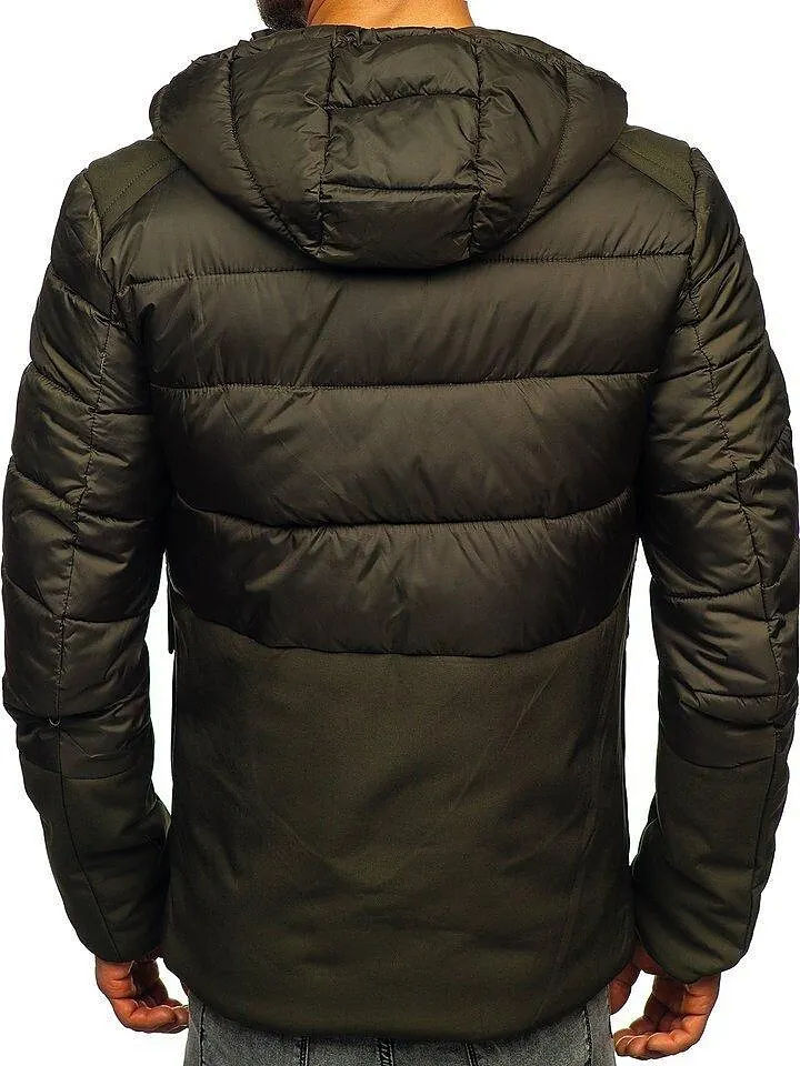 rogoman men's outdoor hoodie down jacket thermal warm windproof