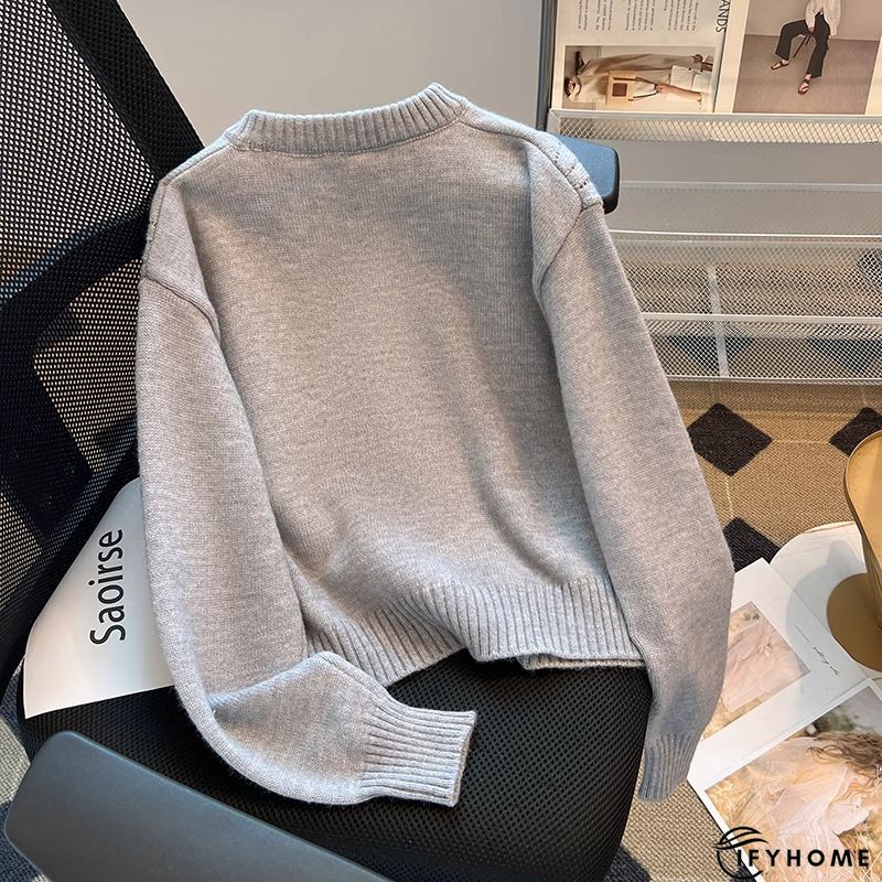 Knitted Plain Vintage Sweater | IFYHOME