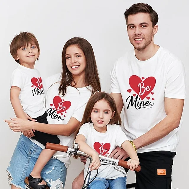 BlanketCute-Personalized family Cotton Letter Casual T-shirt | 04