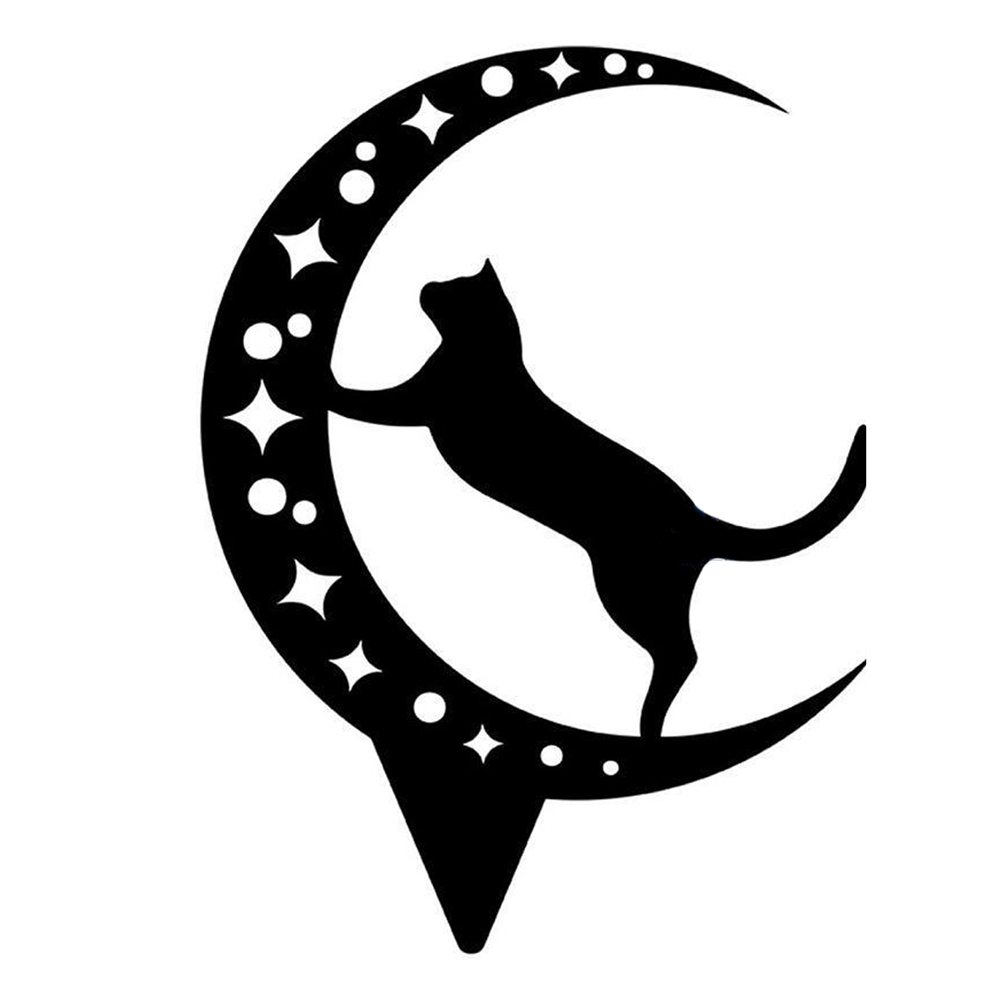 

Metal Iron Black Cat Silhouette Art Craft Garden Lawn Plug-in Decoration, 501 Original