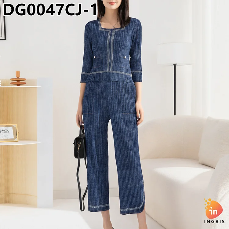 2024 Spring and Autumn Fashion Short Sleeve Large Size Printed Pleated Loose Dress-DG00047CJ