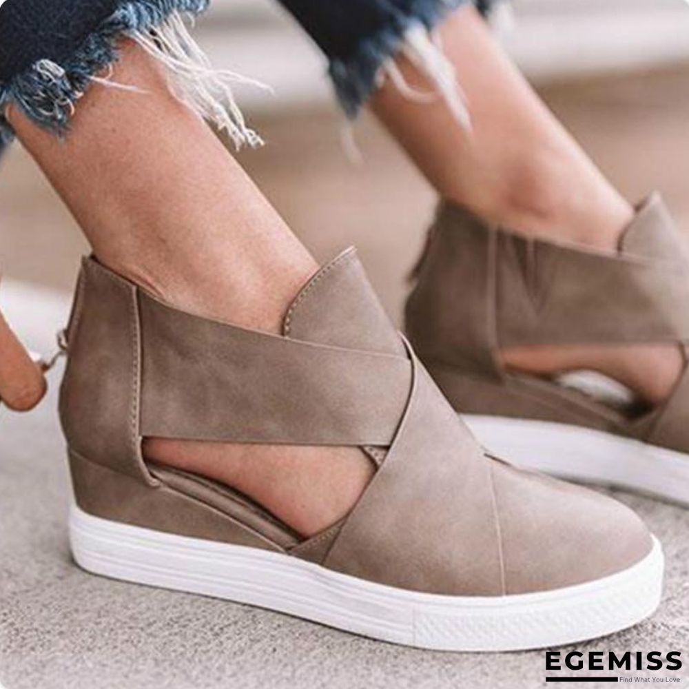 Women Solid High Flats wedges Heel Height Increasing Chunky Platform Vulcanized Sneakers Shoes | EGEMISS