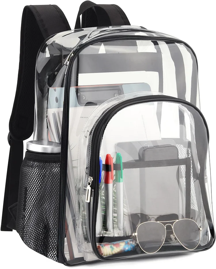 Waterproof Clear Backpack Heavy Duty PVC Transparent Large Capacity Backpack with Reinforced Strap for School, Work, Stadium, Travel, Security, Festival, College