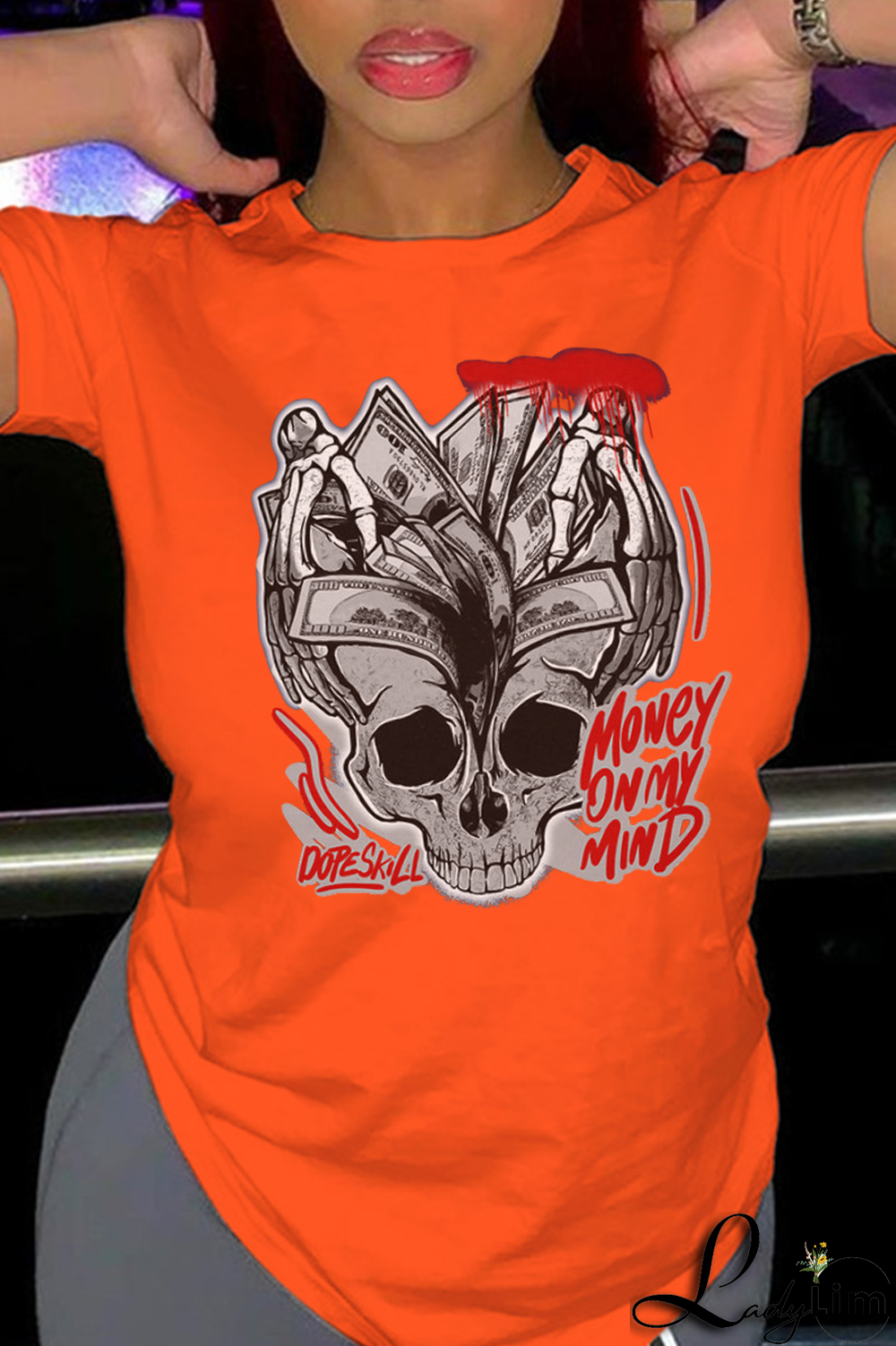 Red Casual Daily Print Patchwork O Neck T-Shirts