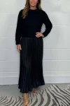 Women's Elegant Solid Color Long Sleeve Jumper & Pleated Bottom Dress