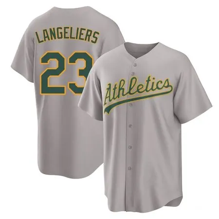 Men's Oakland Athletics #23 Shea Langeliers  Gray Home Replica Jersey