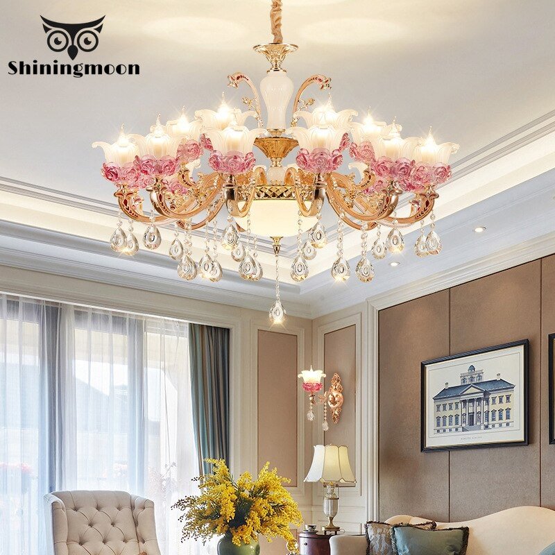 European Luxury Chandelier Lighting Home Decor Living Room Bedroom Chandeliers Hotel Hall Large Crystal Hanging Lamp Luminaria