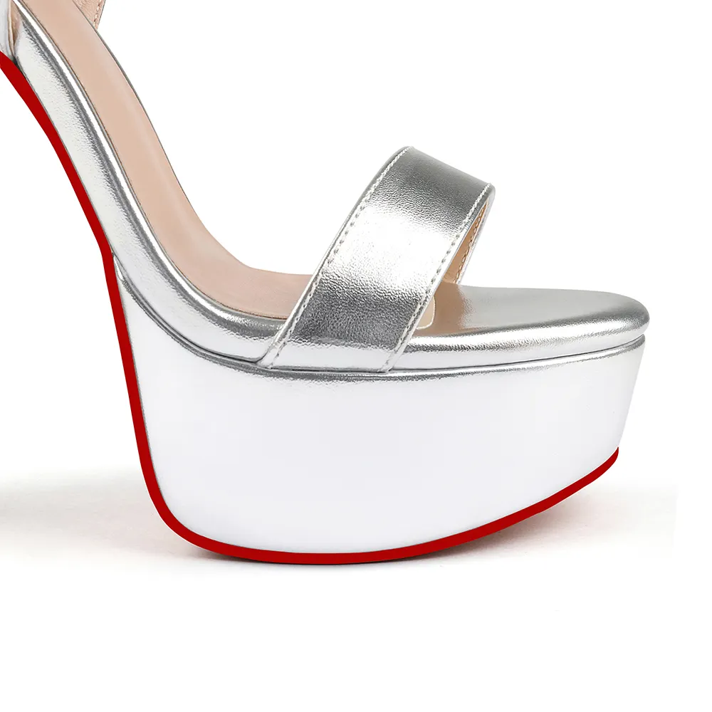 150mm/5.9 Inch Women's Platform Thin Heels Heels Sky High Heel Sandals Red Bottom Party Shoes -vocosishoes