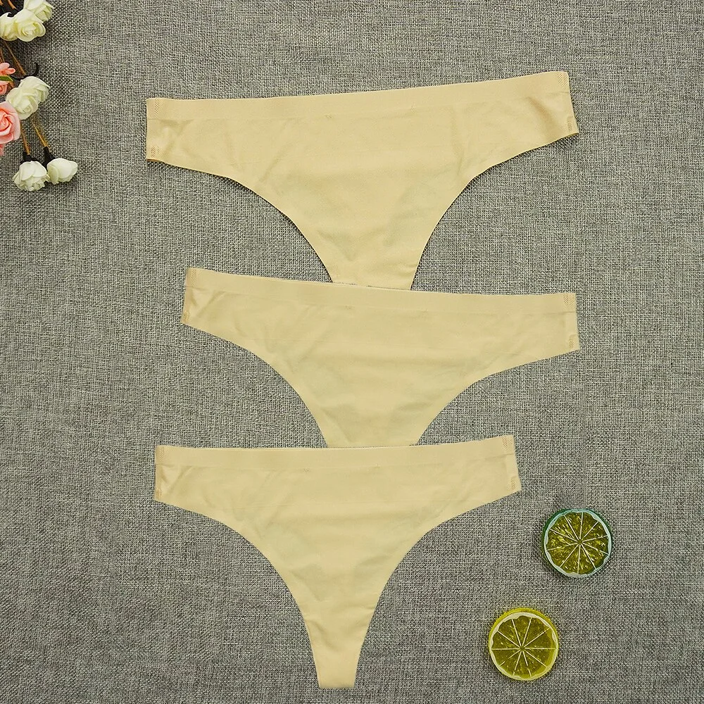 Billionm Sexy Seamless Thongs Ladies Ice Silk G-String Woman Sport Intimate Comfort Panties Female Underpants Plus Size S-4XL