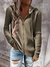 Women's Cardigan Classic Style Solid Color Basic Casual Cotton Long Sleeve Sweater Cardigans Hooded Fall Winter Tan grey blue Blue-KZyou