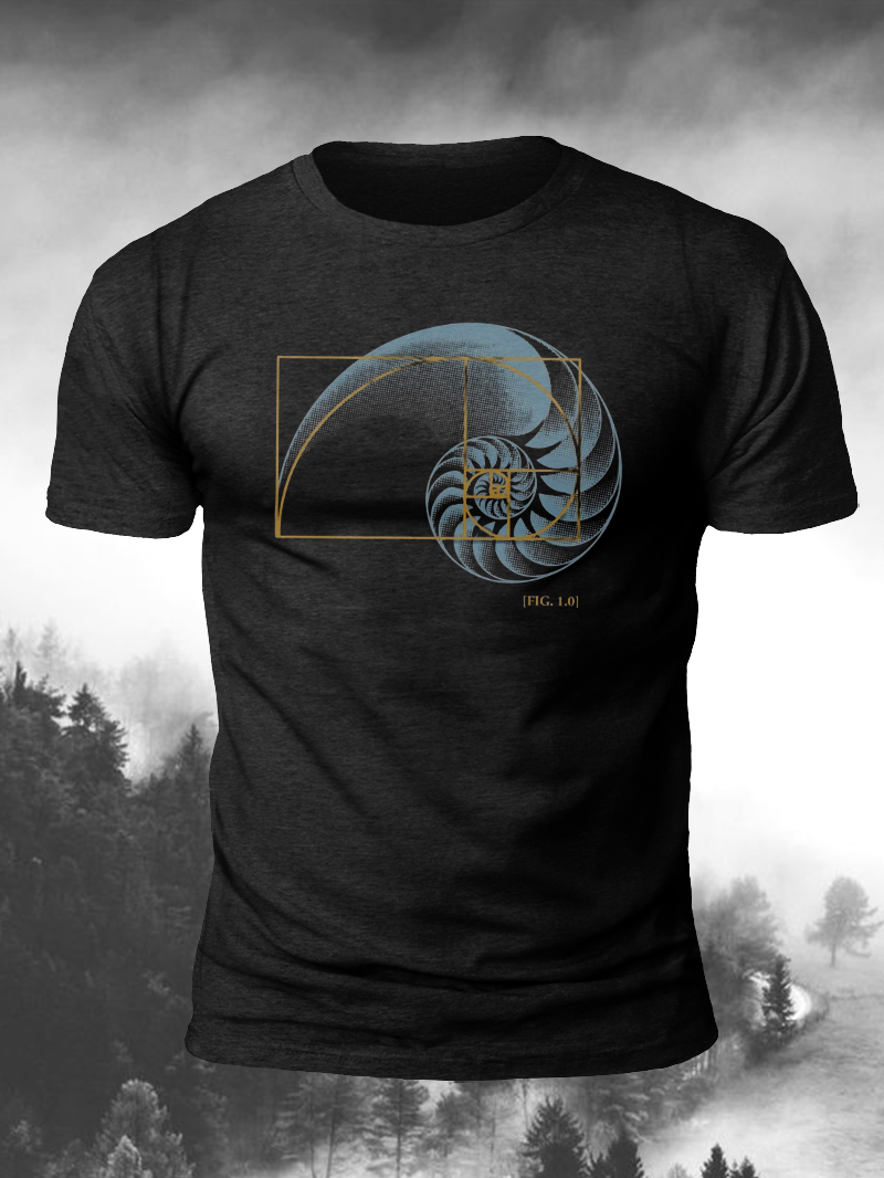 Fibonacci Series Nautilidae Shell Cavity Printed T-shirt