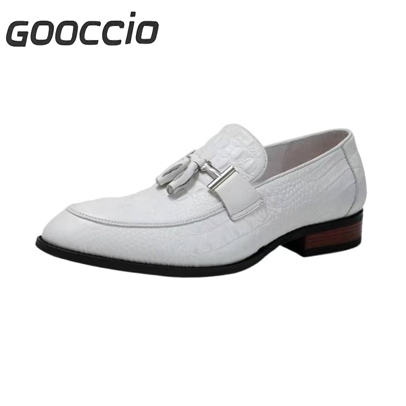 PW180 Crocodile-like Pattern Cowhide Loafer Shoes For Men  GOOCCIO  