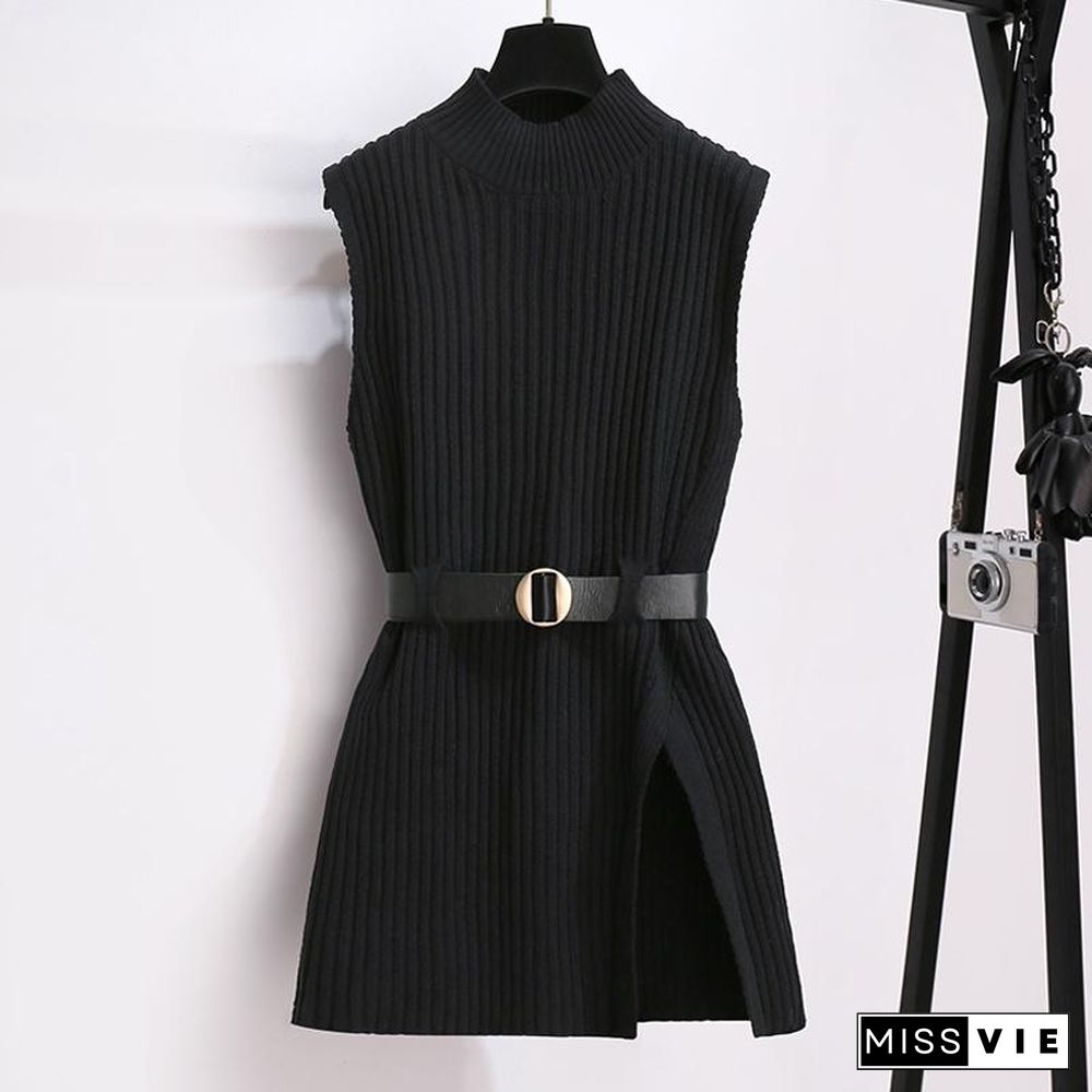 Sweet White Blouse+Knit Vest P15839