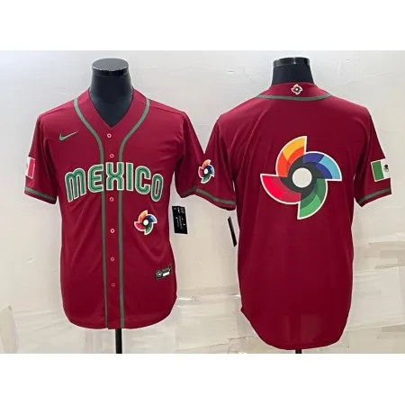 Men's Mexico Baseball 2023 Red World Baseball Big Logo With Patch Classic Stitched Jersey KOS0