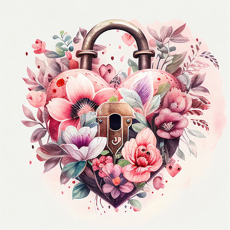 Floral Love Lock 11CT Stamped Cross Stitch 40*40CM