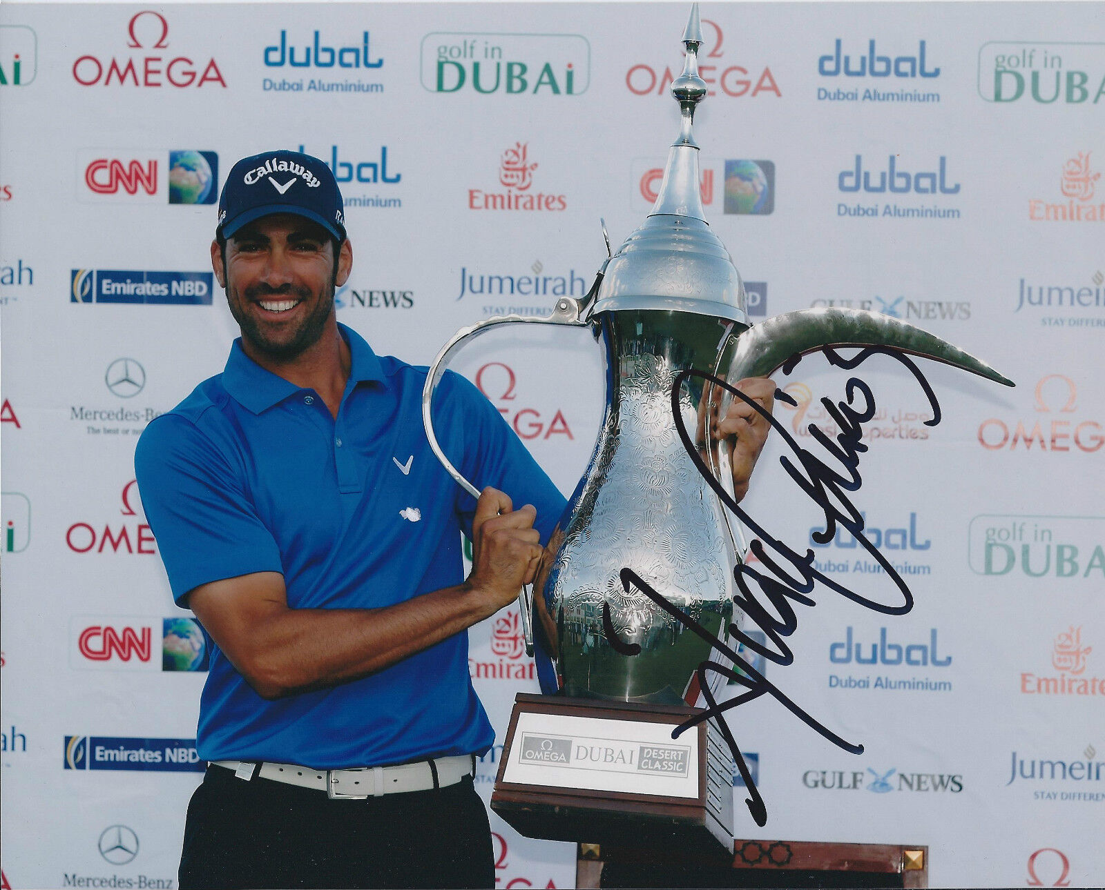 Alvaro QUIROS SIGNED Autograph 10x8 Photo Poster painting AFTAL COA Dubai Desert Classic Winner