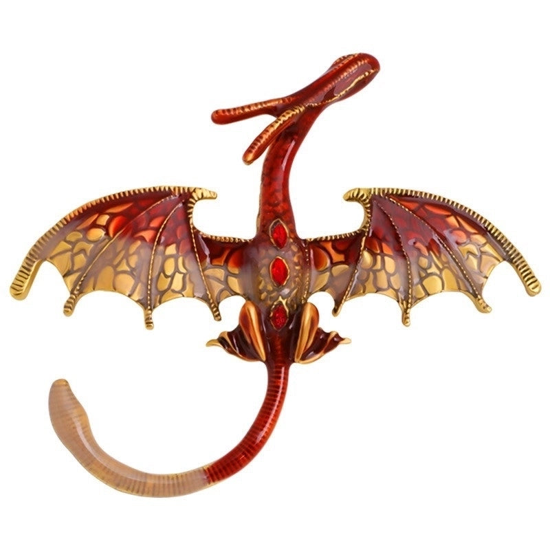 Retro Pin Animal Dragon Alloy Enamel Rhinestones Unisex Brooches
