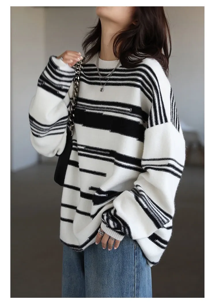 Pre-Order Yellow Striped Long Sleeve Oversized Sweater main image 1