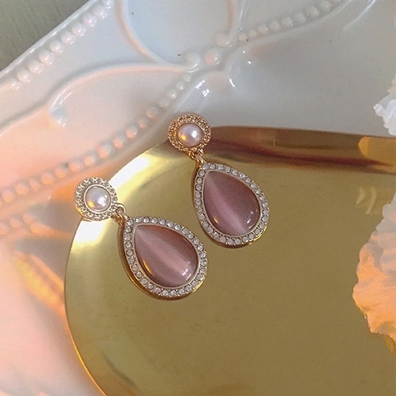 1 Pair Hawaiian Vacation Beach Flower Inlay Alloy Copper Zircon Drop Earrings Ear Studs