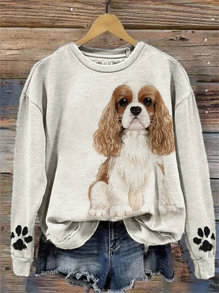 VChics Cavalier King Charles Spaniel Paw Prints Sweatshirt