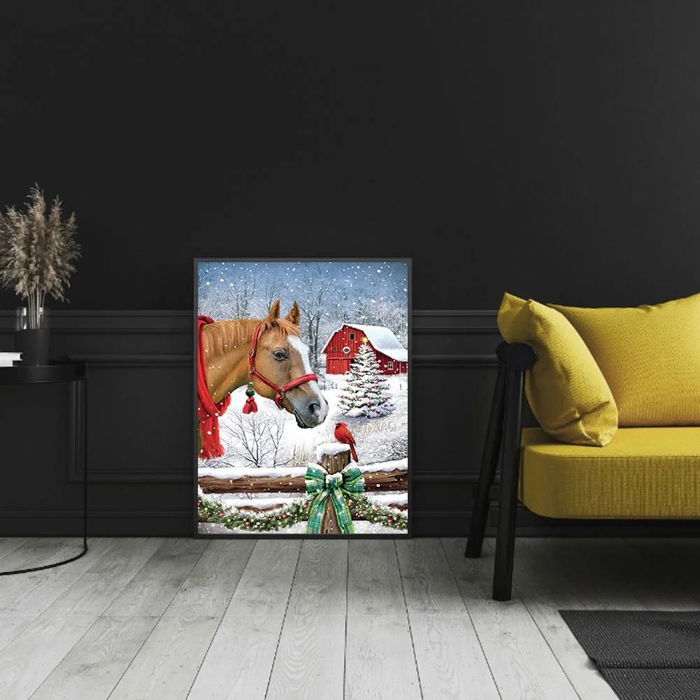 Diamond Painting - Full Round Drill - Christmas Horse(30*40cm)