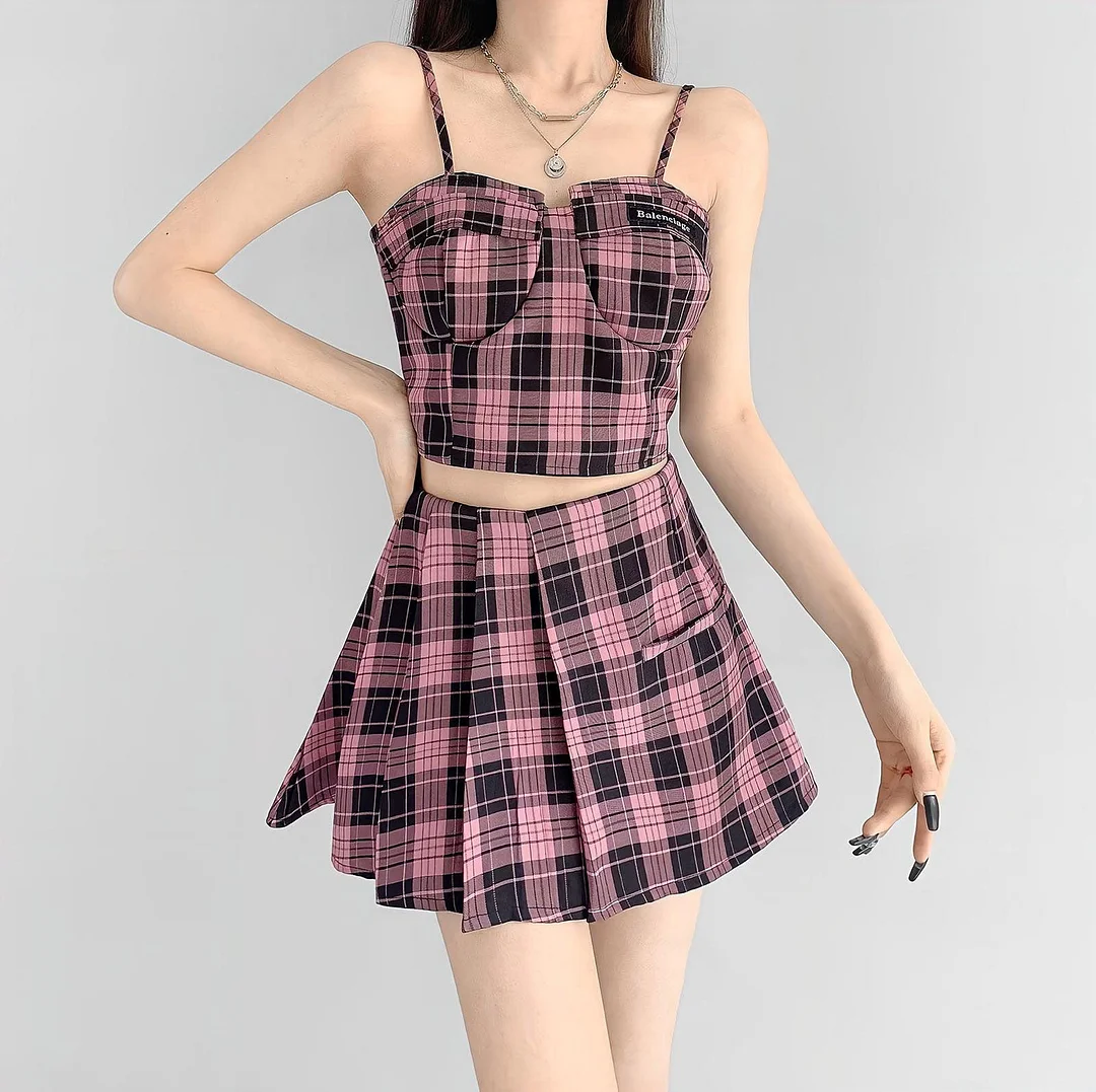 Brownm Mini Skirt & Crop Top Two Piece Set