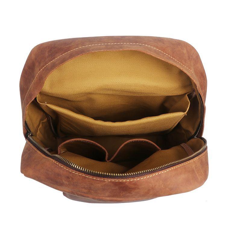 Retro Men's Leather Laptop Backpack