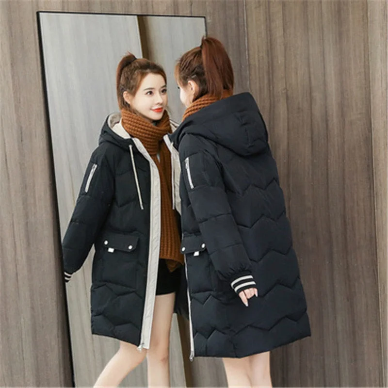 High Quality Winter Jacket Women Parker Thick Down Cotton Jacket Large Size Mid-Long Hooded Outerwear Women Warm Winter Coat