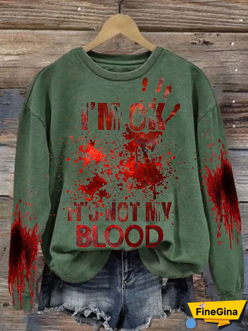 Women's I'M Ok It'S Not My Blood Printed Casual Long Sleeve Sweatshirt
