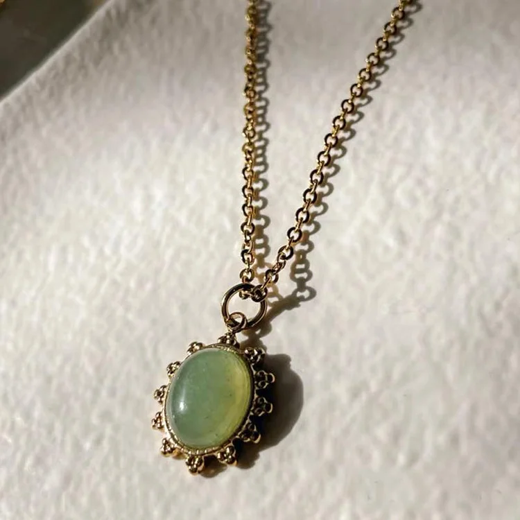 Vintage Oval Natural Stone Necklace