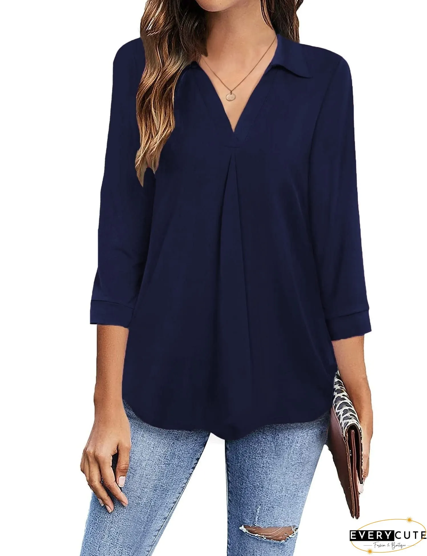 Plus Size V Neck Blouse