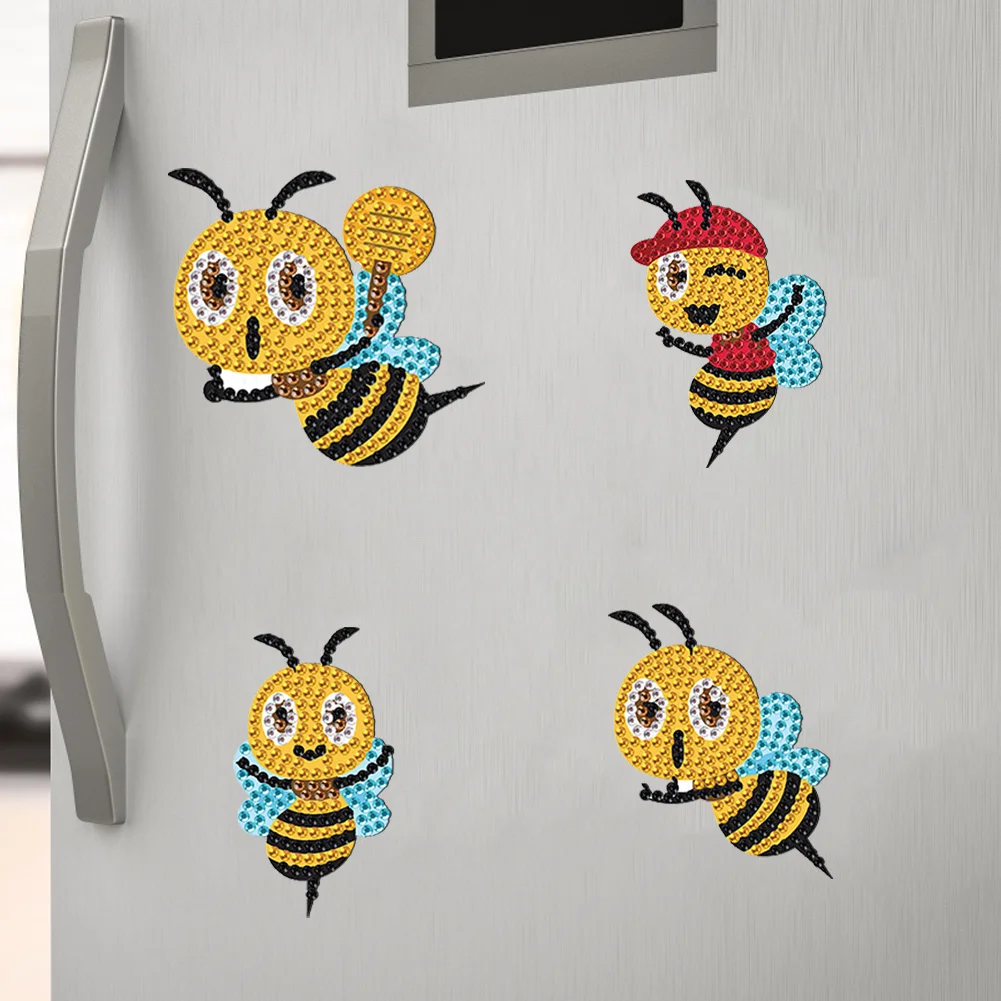 8Pcs DIY Bee Special Shape Diamond Painting Fridge Stickers for Home Decor