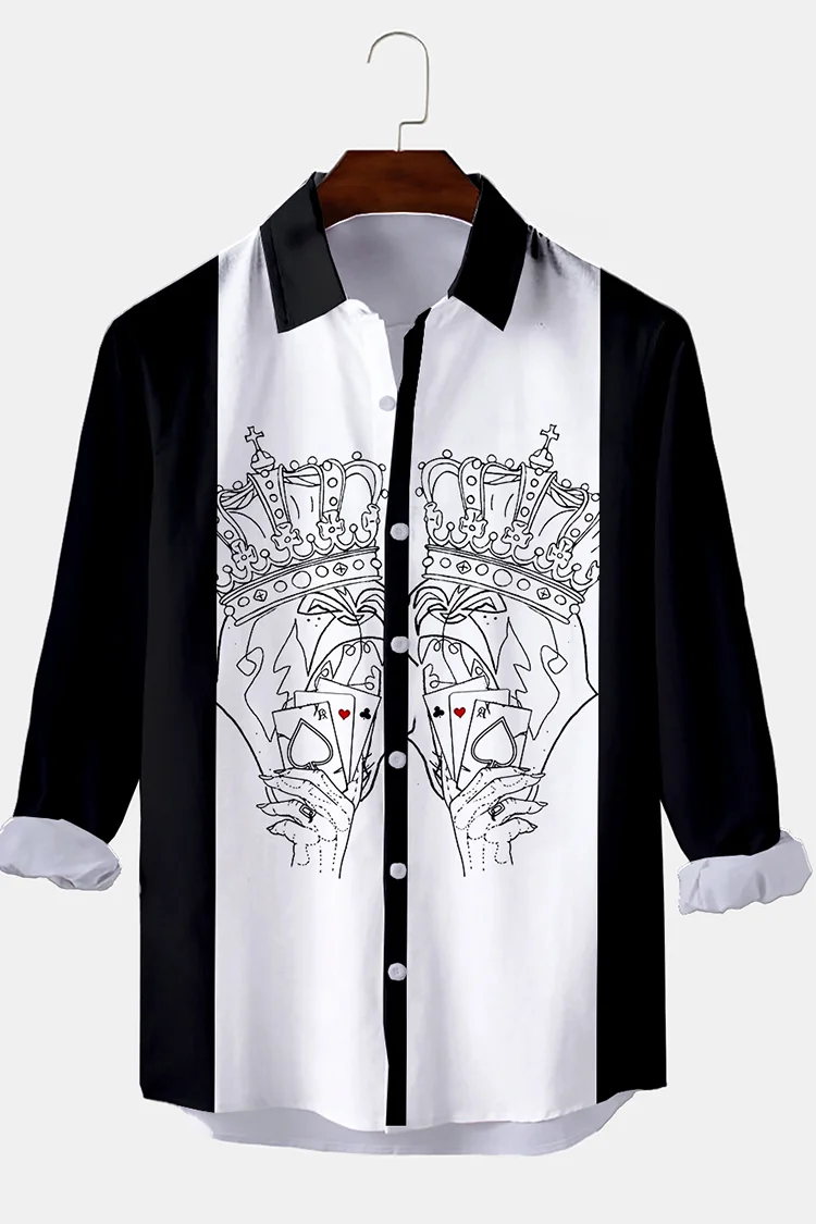Fashion Black And White Long-Sleeves Shirt