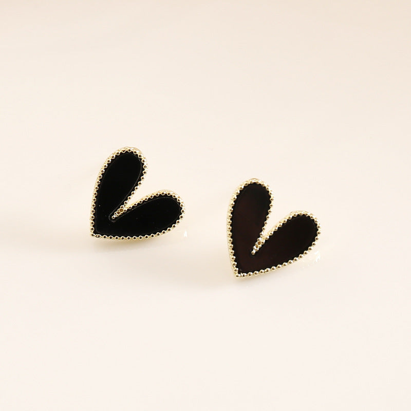 2 Pieces Women Heart Alloy Electroplating Stud Earrings