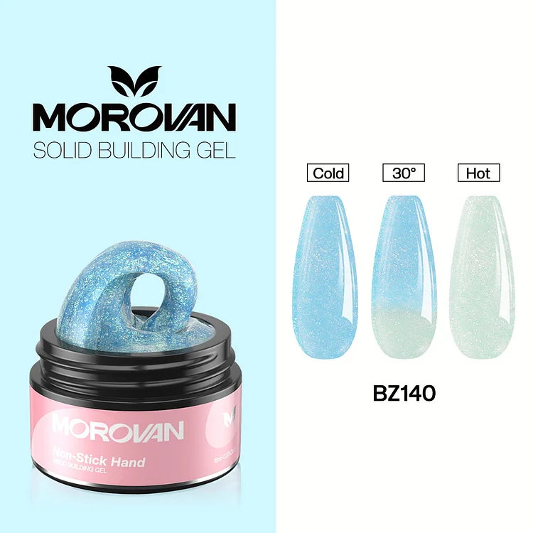 Temperature Color Changing Ice Blue Glitter Solid Extension Nail Gel